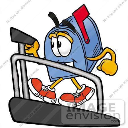 450x450 Clip Art Graphic Of A Blue Snail Mailbox Cartoon Character Walking