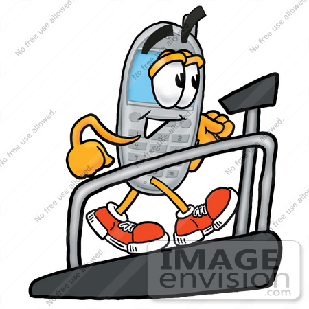 450x450 Clip Art Graphic Of A Gray Cell Phone Cartoon Character Walking