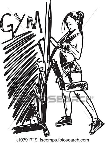 346x470 Clip Art Of Sketch Of A Woman Working Out