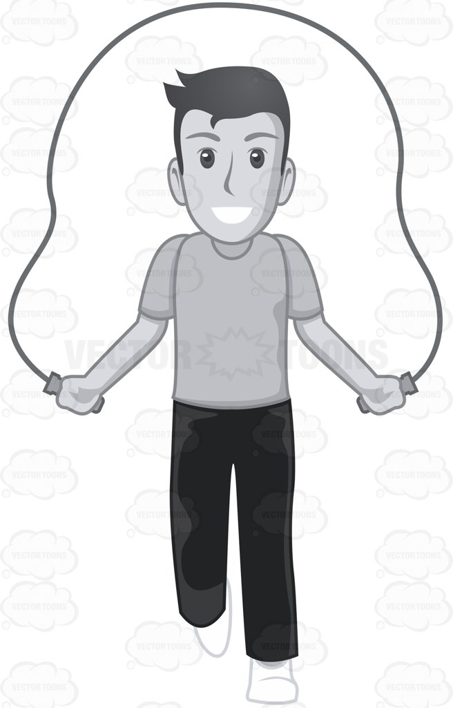 656x1024 Man In Gym Clothes Using A Jump Rope Cartoon Clipart