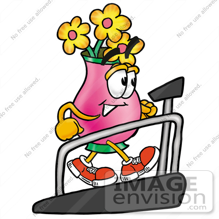 450x450 Clip Art Graphic Of A Pink Vase And Yellow Flowers Cartoon