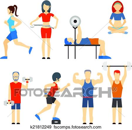 450x443 Clip Art Of Set Of People Exercising