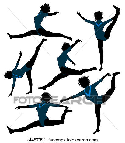411x470 Clipart Of Female African American Gymnast Illustration Silhouette