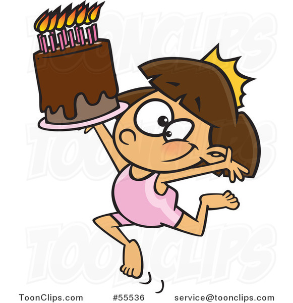 581x600 Cartoon Gymnastics Princess Girl With A Tiara And Birthday Cake