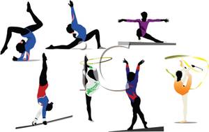 300x189 Colorful Cartoon Of Gymnasts Performing