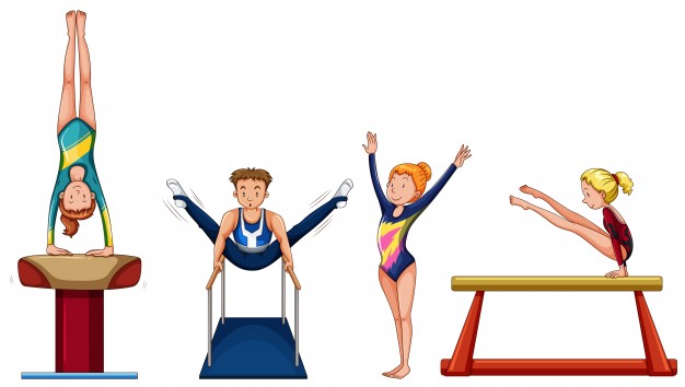 626x354 People Doing Gymnastics On Different Equipment Illustration Vector