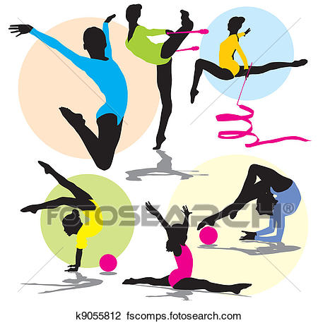 450x458 Clipart Of Set Rhythmic Gymnastics Silhouettes K9055812