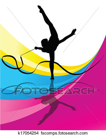 368x470 Clipart Of Teenager Gymnastics With Ribbon Vector Abstract