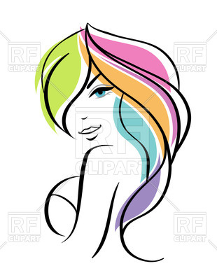 310x400 Outline Of Beautiful Woman With Colorful Abstract Hair Royalty
