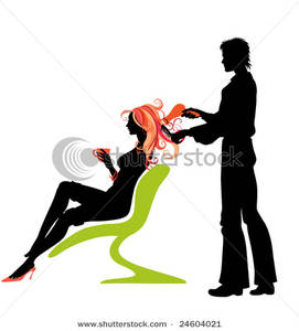 271x300 Art Image A Woman Drinking Coffee And Getting Her Hair Cut