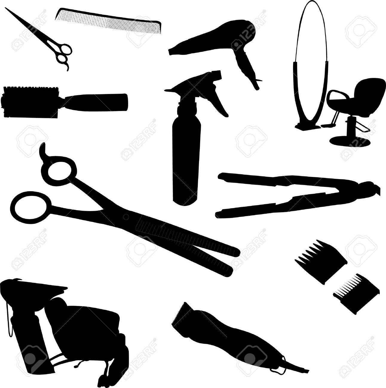 1292x1300 Black Hair Stylist Tools Clipart