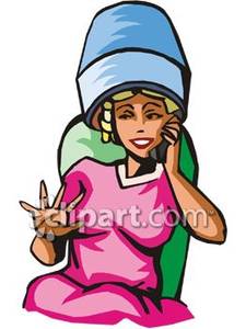 225x300 Talking On Her Cell Phone While Under A Hair Dryer Clip Art