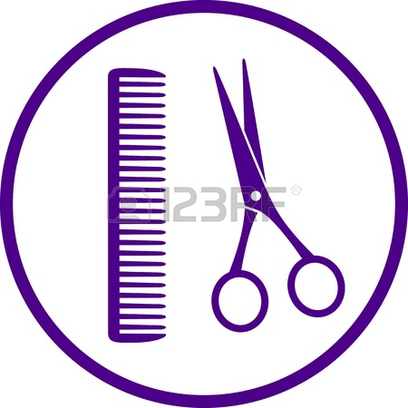 450x450 Blue Symbol Of Barbershop With Hair And Scissors Royalty Free