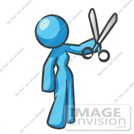 450x450 Clip Art Graphic Of A Sky Blue Guy Character Holding Scissors
