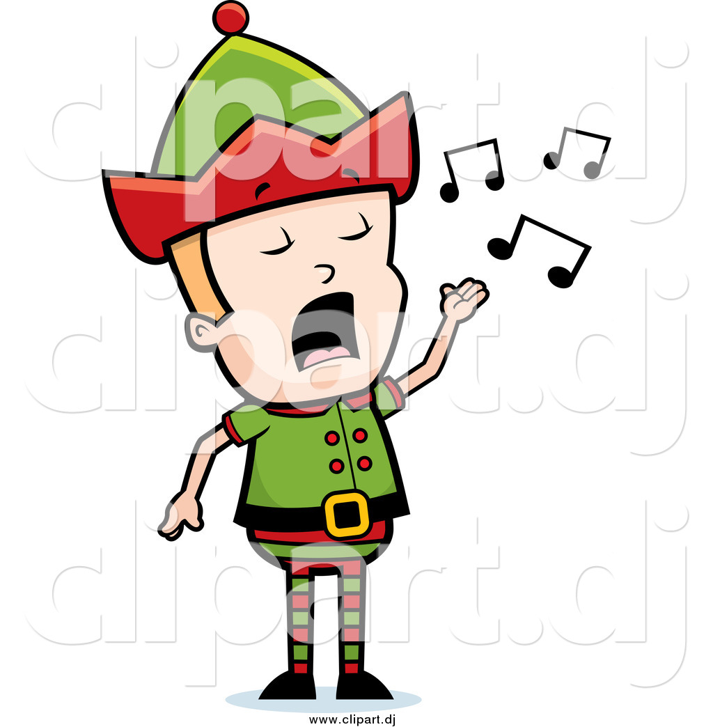 1024x1044 Cartoon Vector Clipart Of A Blond Male Christmas Elf Singing By