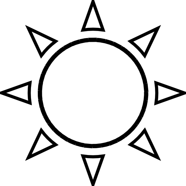 600x600 Black Amp White Clipart Sun