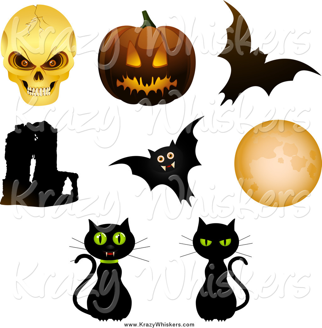 1024x1044 Critter Clipart Of Halloween Objects Skull, Pumpkin, Bats, Cats
