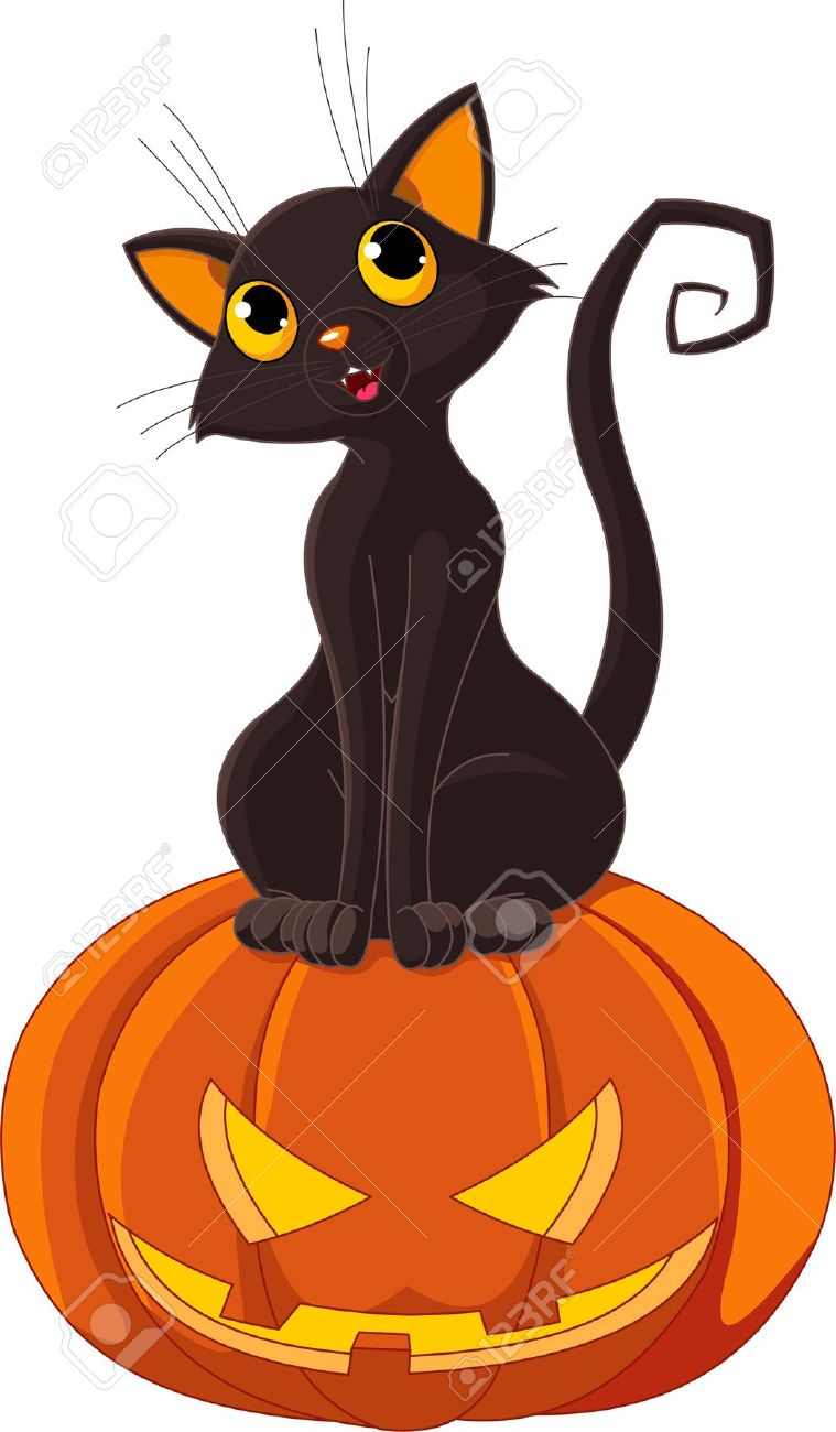 759x1300 Black Cat Sitting On Halloween Pumpkin Royalty Free Cliparts