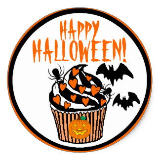 324x324 Trick Or Treat Cupcake Stickers Zazzle