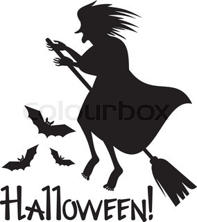 284x320 Silhouette Of The Witch With A Broom. Halloween Stock Vector