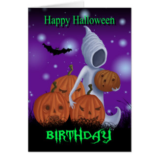 324x324 Halloween Birthday With Pumpkin Greeting Cards