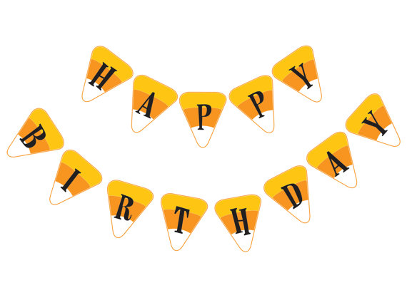 570x428 Halloween Candy Corn Happy Birthday Party Banner By Lanipickles