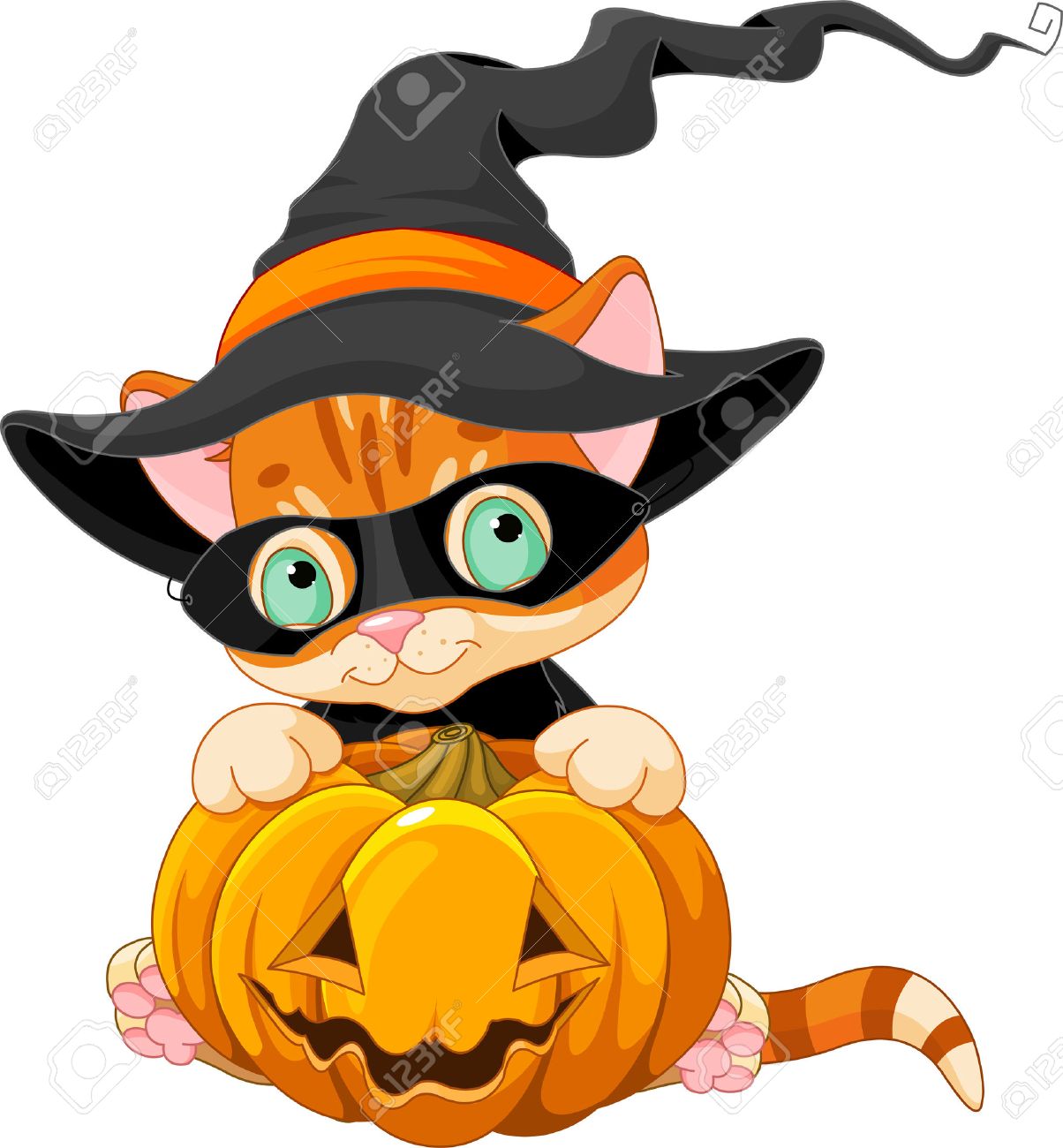 1204x1300 17,539 Halloween Cat Stock Illustrations, Cliparts And Royalty