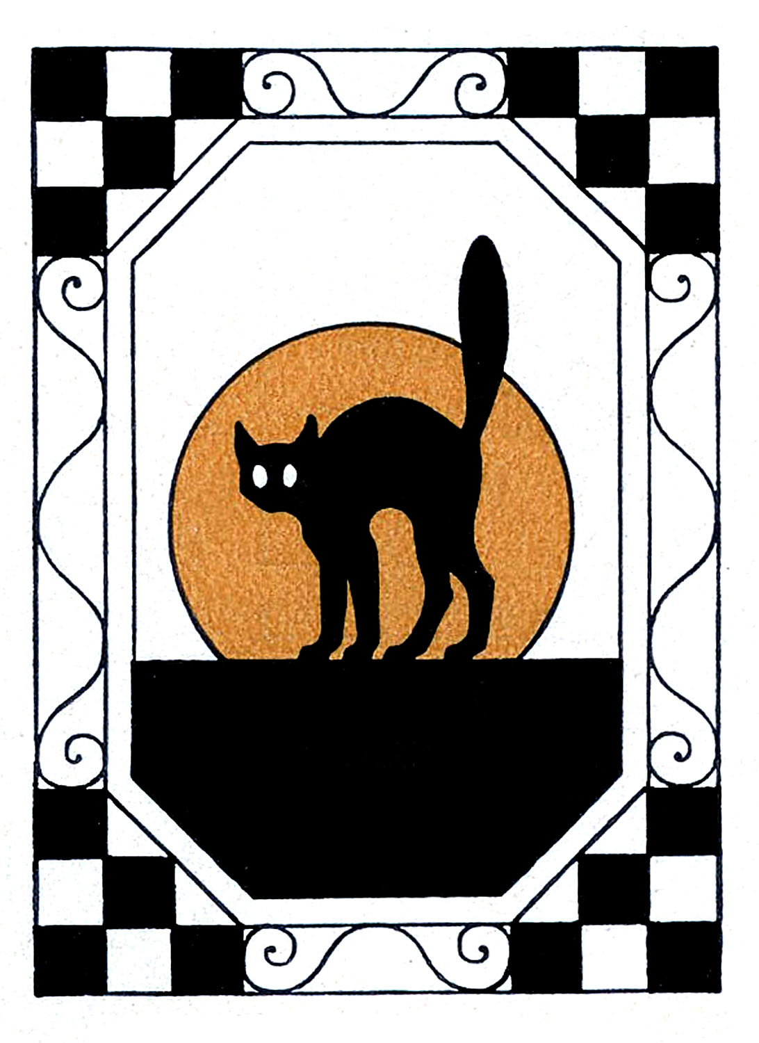 1092x1500 Vintage Black Cat Halloween Clipart