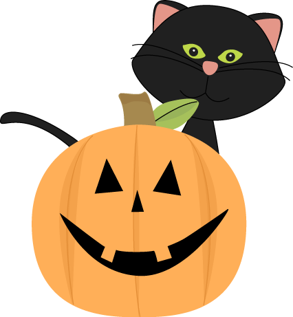 426x461 Black Cat Behind Jack O Lantern Clip Art