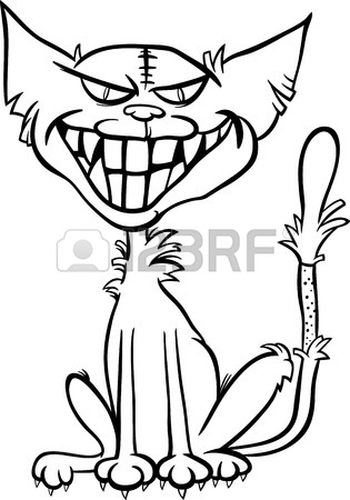 315x450 Black And White Cartoon Illustration Of Spooky Halloween Pumpkin