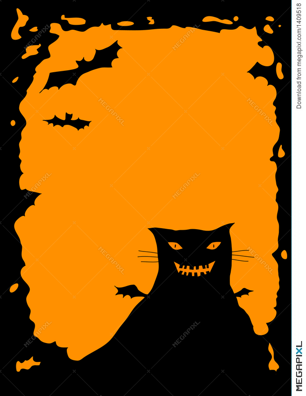 618x800 Halloween Border With Cat Illustration 1409518