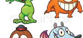 272x125 Green Cartoon Monster. Vector Clip Art Illustration With Simple