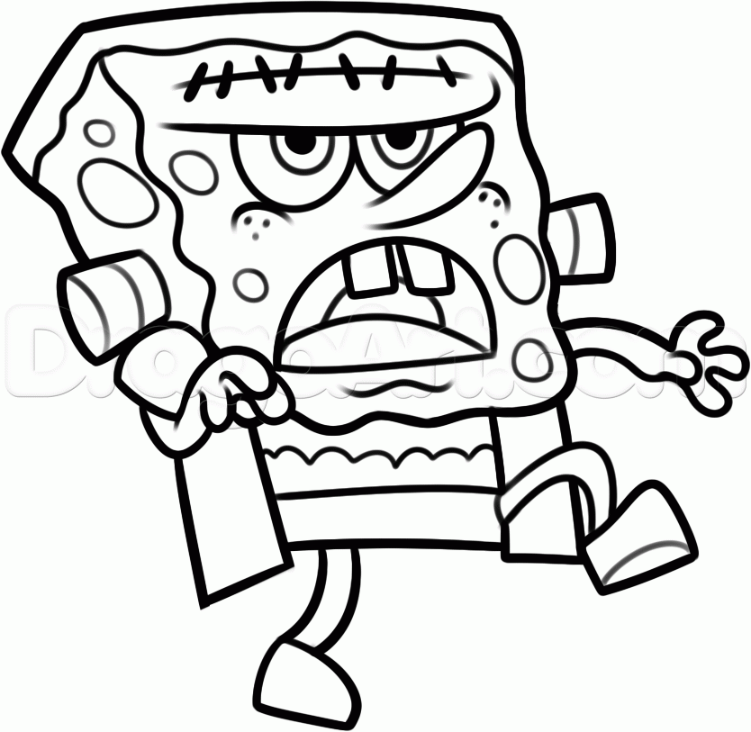 834x813 How To Draw Halloween Spongebob Step 9 Svg Files