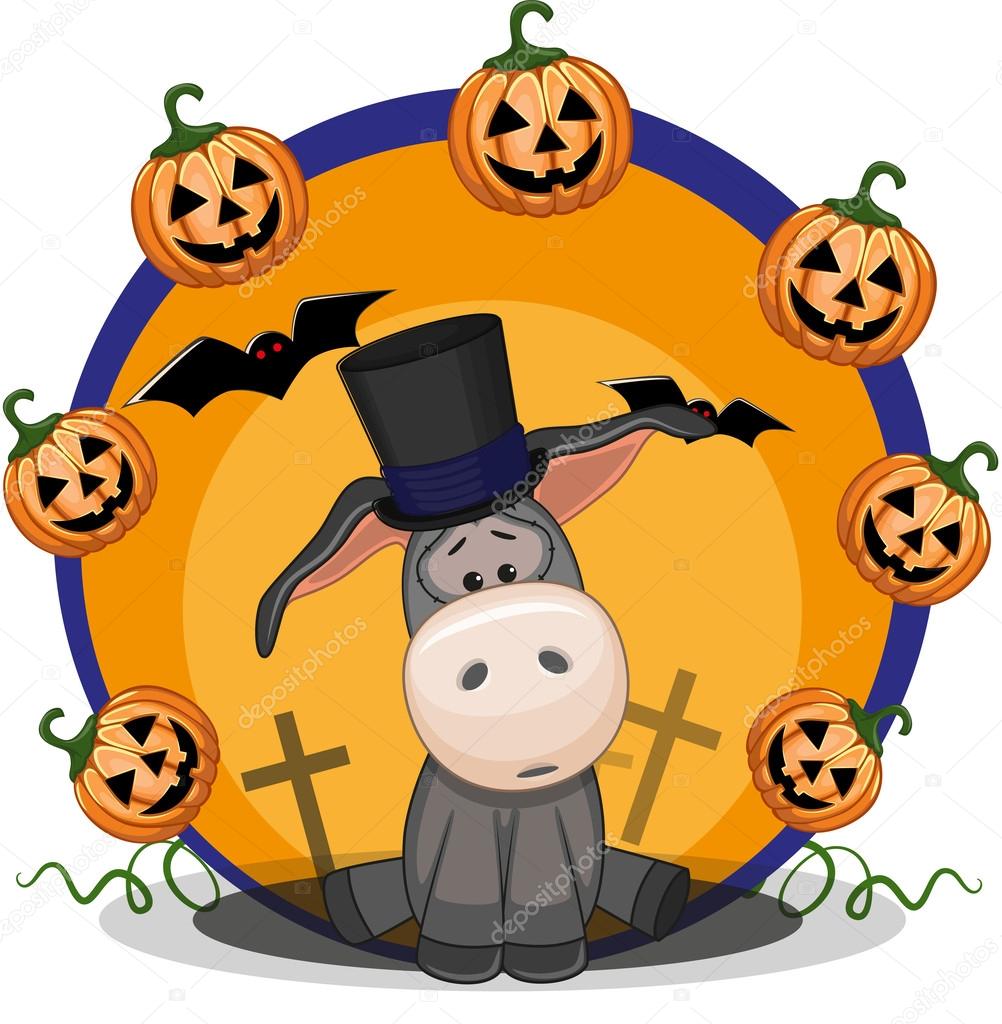 1002x1024 Halloween Cartoon Donkey Stock Vector Reginast777