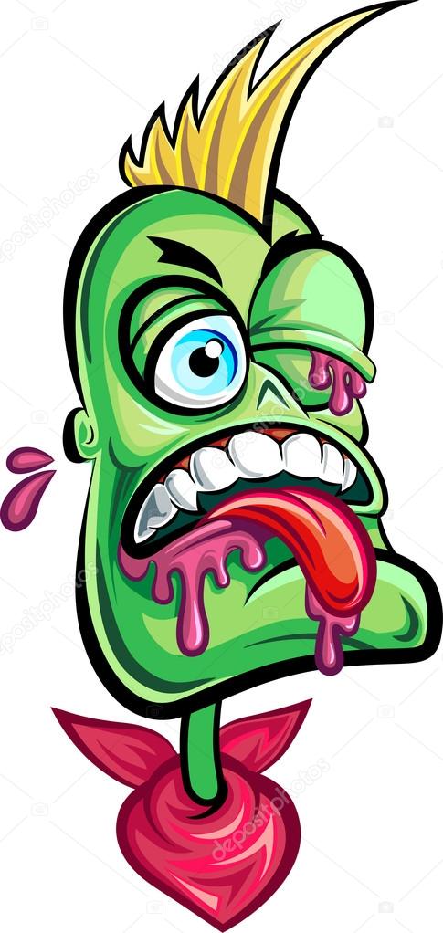 485x1022 Ugly Zombie Punk. Halloween Cartoon Character. Vector Illustration