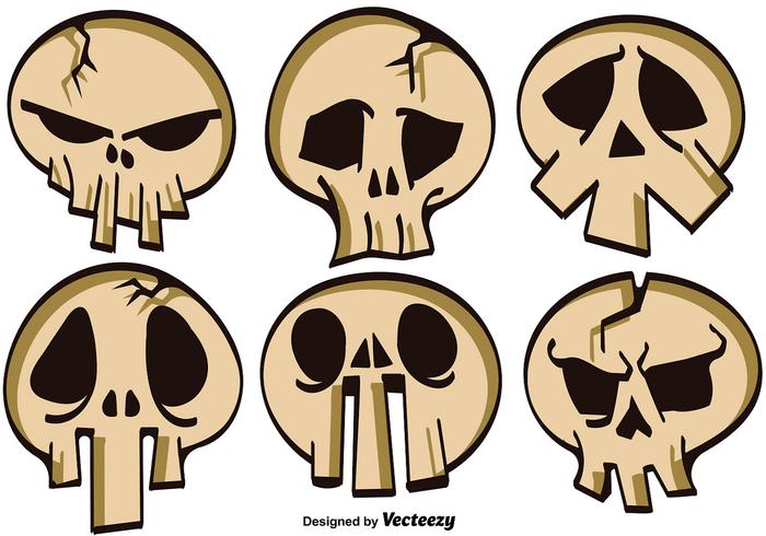 700x490 Vector Set Of Cartoon Skulls For Halloween