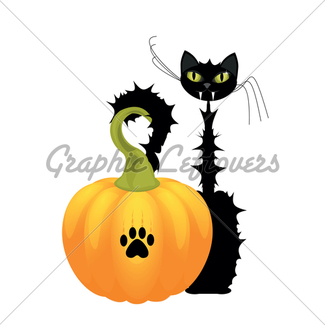 325x325 Halloween Cat Silhouette With Moon Gl Stock Images