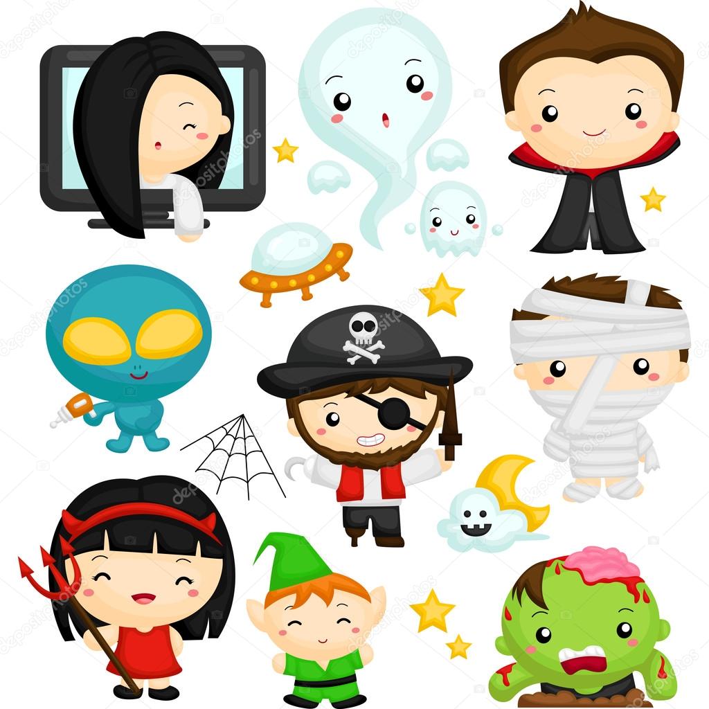 1024x1024 Cute Halloween Characters Stock Vector Comodo777