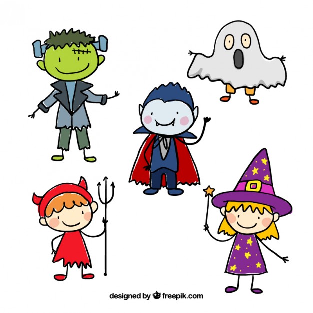 626x626 Sketchy Halloween Characters Vector Free Download