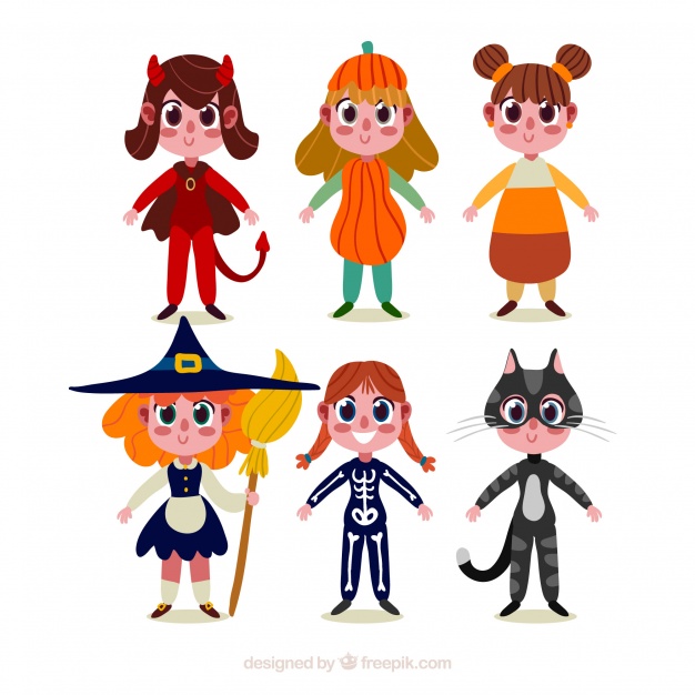 626x626 Various Children Characters Witch Halloween Costumes Vector Free