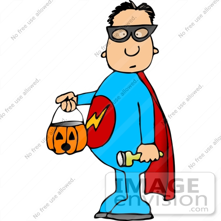450x450 Boy In A Super Hero Costume On Halloween Clipart