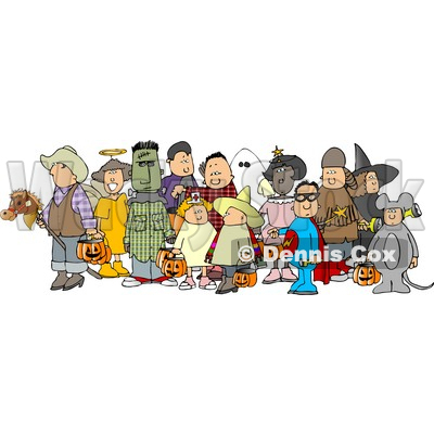 400x400 Of Adults And Children Wearing Halloween Costumes Clipart Djart