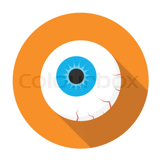 320x320 Horror Bloody Eyeball On White Background. Vector Illustration