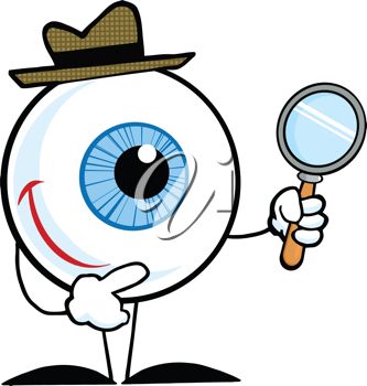 333x350 Cartoon Clip Art Illustration Of An Eyeball With A Magnifying Glass
