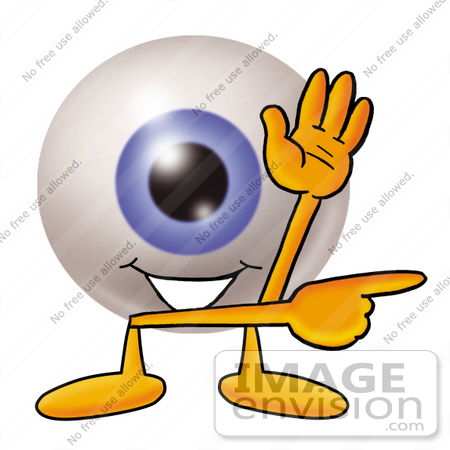 450x450 Clip Art Graphic Of A Blue Eyeball Cartoon Character Waving