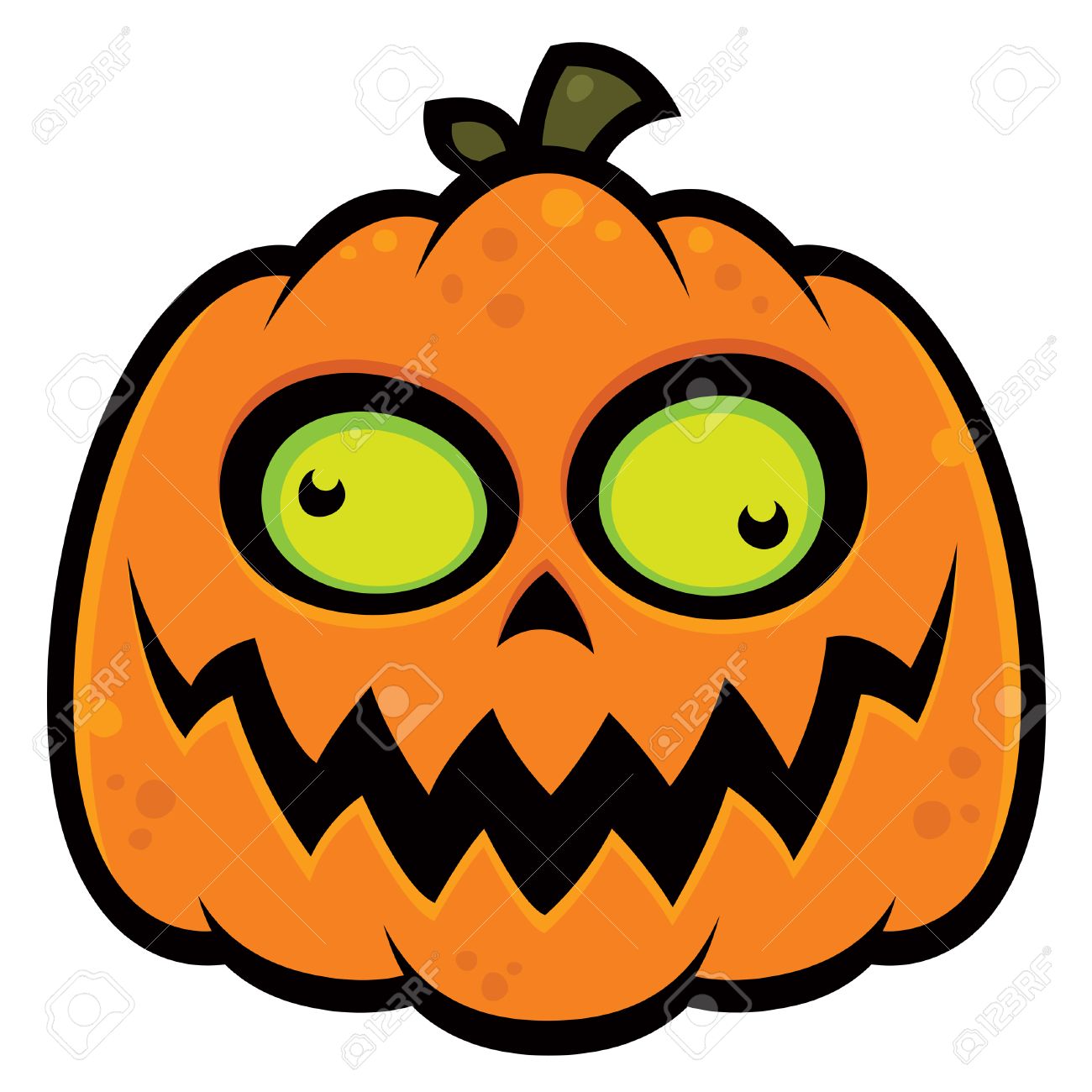 1300x1300 Cartoon Illustration Of A Crazy Pumpkin Jack O Lantern With Green