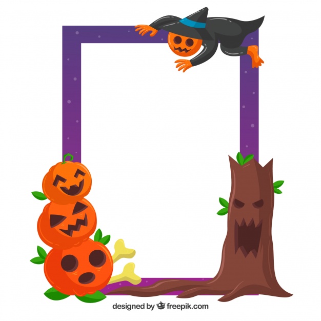 626x626 Creepy Halloween Frame With Flat Design Vector Free Download