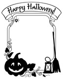 128x160 Black And White Frame With Halloween Pumpkin And Text Happy