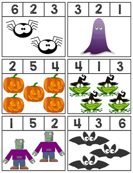 270x350 Halloween Clip Cards Numbers 1 6 By Prekautism Tpt
