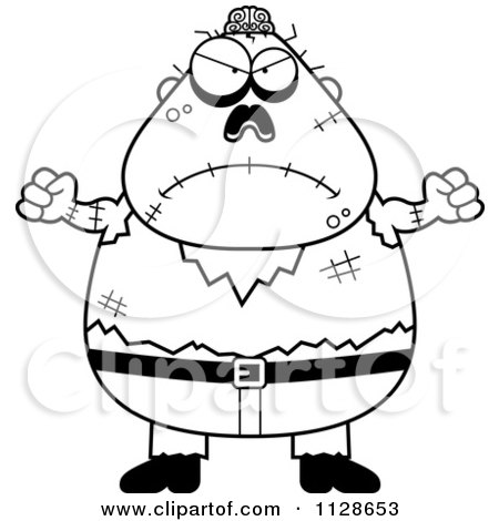 450x470 Cartoon Clipart Of An Outlined Angry Halloween Zombie